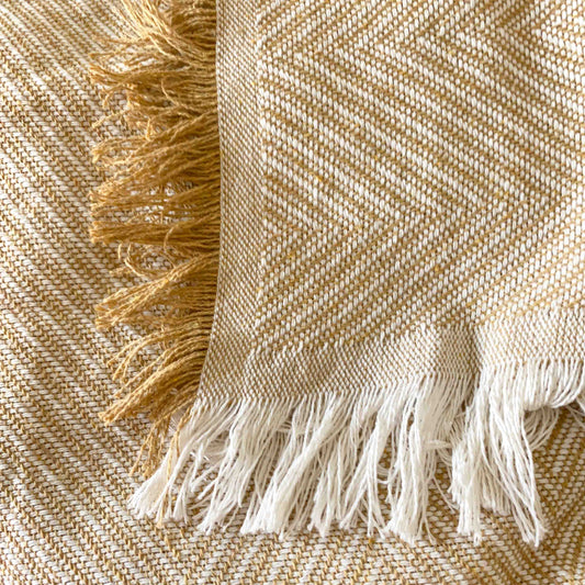 Multipurpose summer quilt for sofa or bed. Camel color.