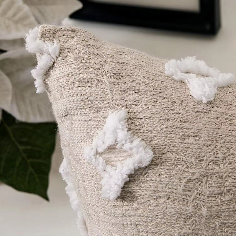 Linen and natural cotton cushion cover. Beige.