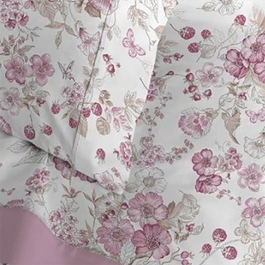 Flower duvet cover with reversible print, 100% Cotton