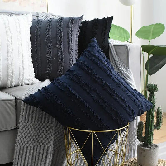 Linen and natural cotton cushion cover. Beige.