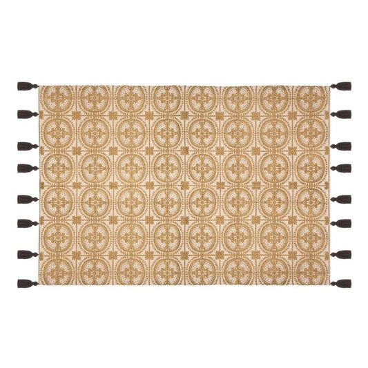 Alfombra geométrica. Color mostaza. 60 cm x 90 cm. - Oma Home