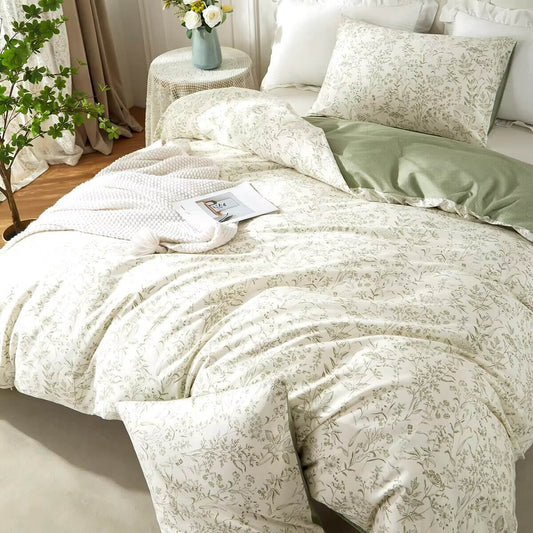 Flower duvet cover with reversible print, 100% Cotton