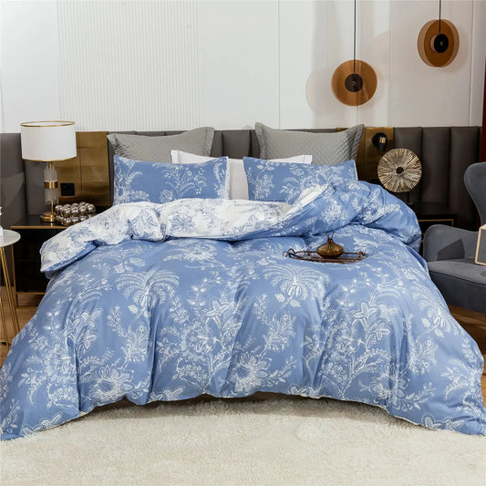Blue and White Flowers Duvet Cover, soft touch.