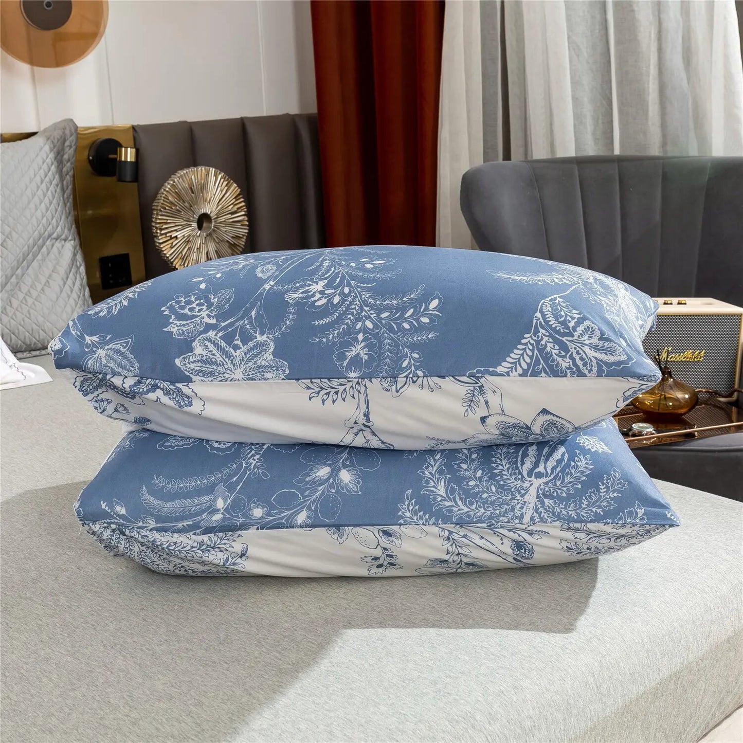 Blue and White Flowers Duvet Cover, soft touch.