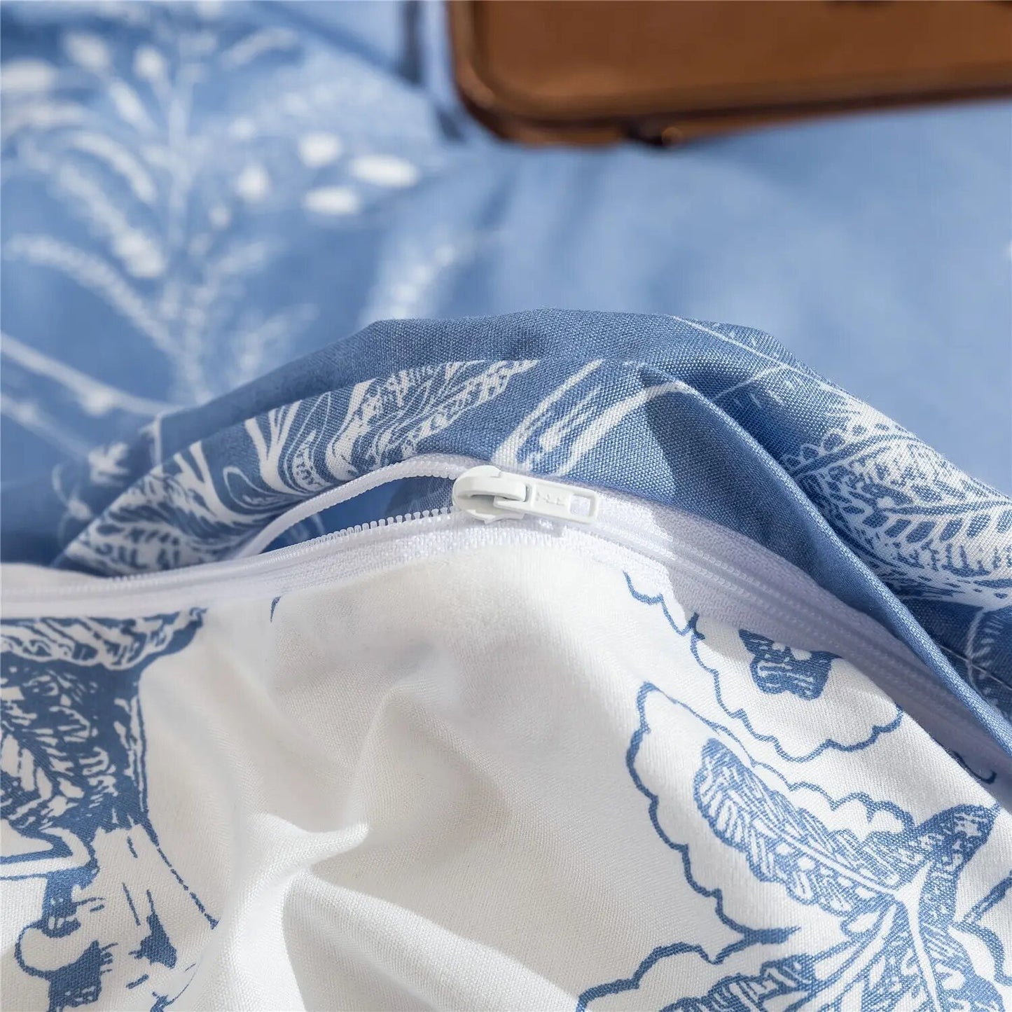 Blue and White Flowers Duvet Cover, soft touch.