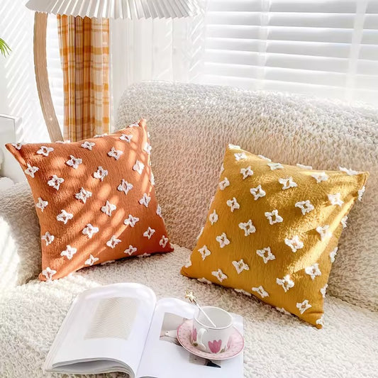 Linen and natural cotton cushion cover. Beige.