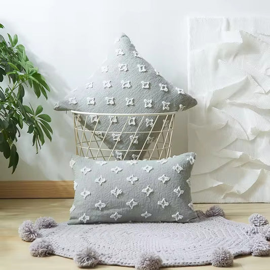 Linen and natural cotton cushion cover. Beige.