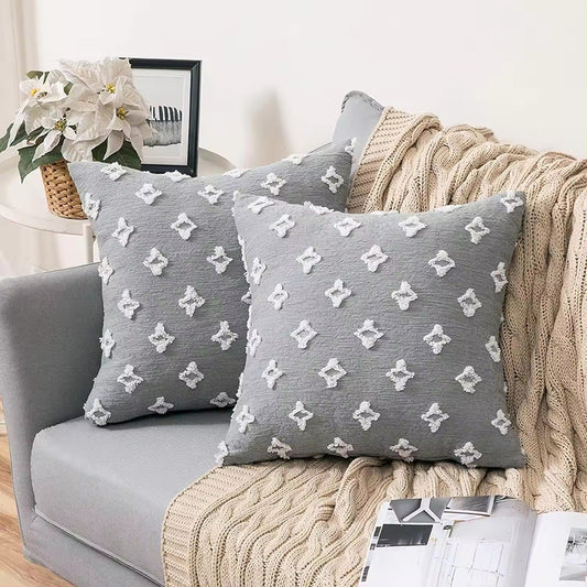 Linen and natural cotton cushion cover. Beige.
