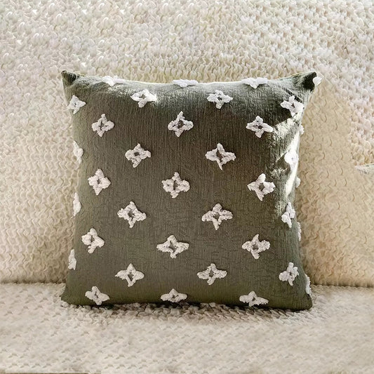 Linen and natural cotton cushion cover. Beige.