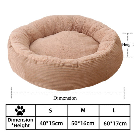 Beige dog bed with short hair and soft fleece exterior