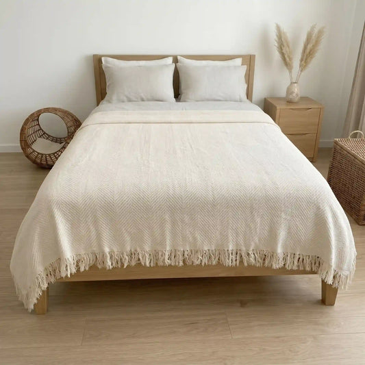 Summer Bedspread & Sofa Throw - Off-white