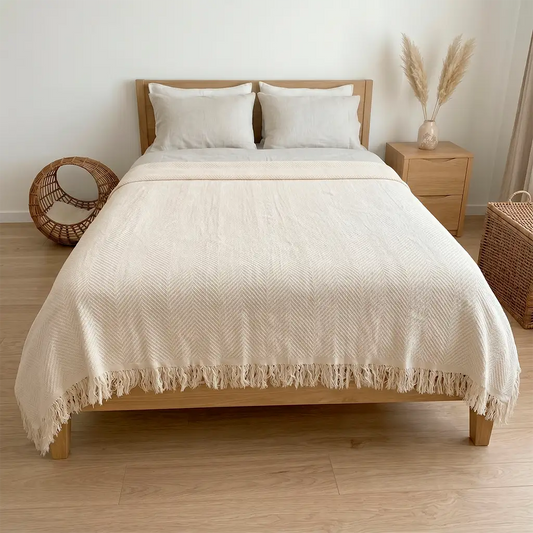Summer Bedspread & Sofa Throw - Off-white