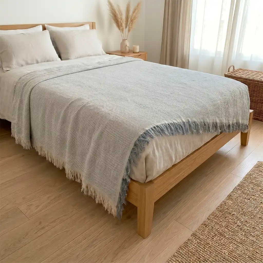 Summer Bedspread & Sofa Throw - Turquoise Blue