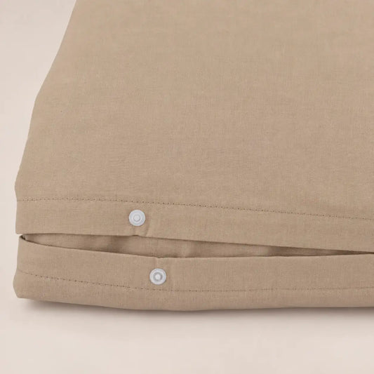 Concealed button fastening on the stone brown duvet cover. - Oma Home