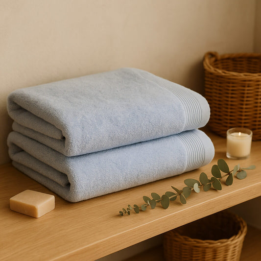 100% Cotton Basic Sky Blue Towel, 450 g/m², Soft and Absorbent