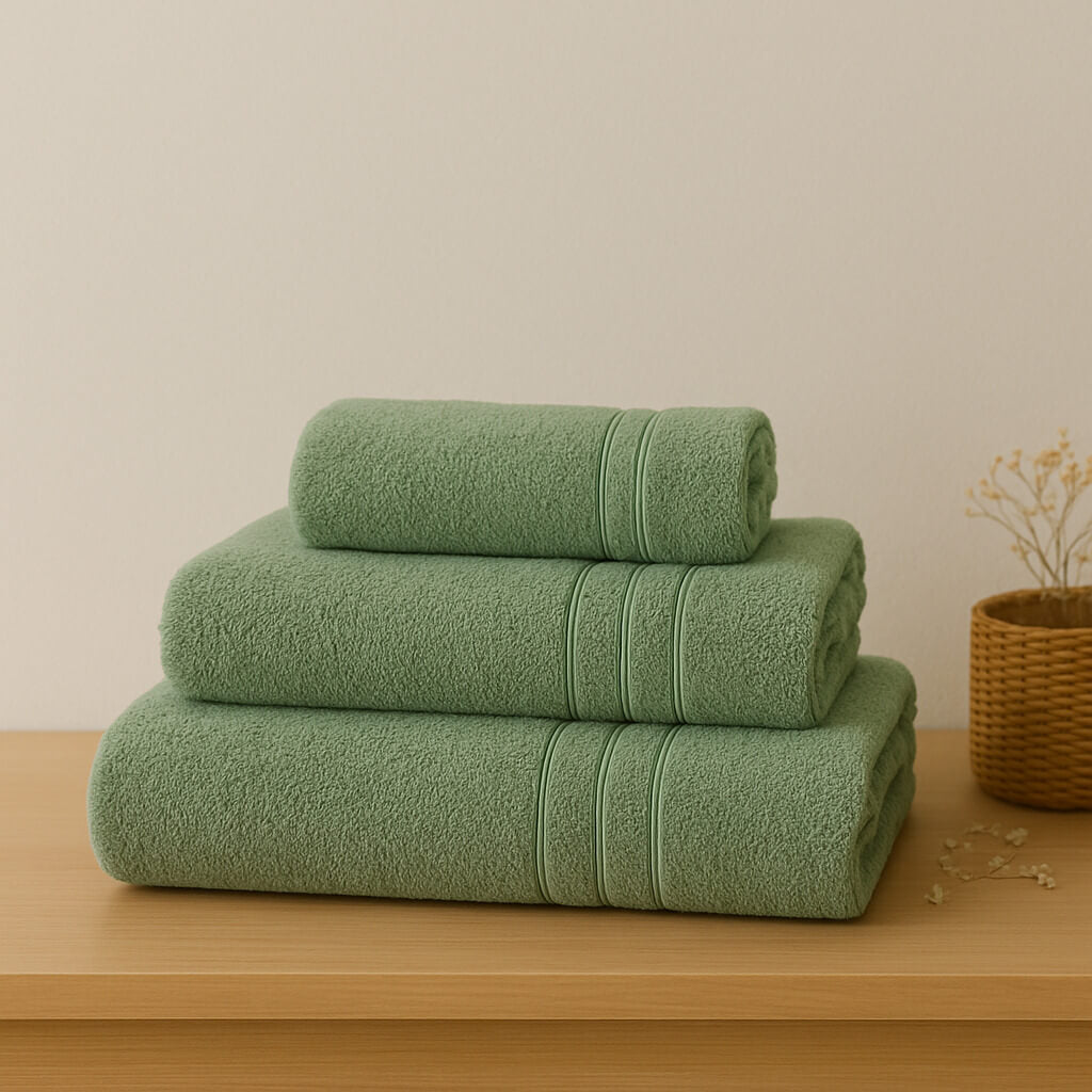 100% Egyptian cotton towel, 700g/m2, green. Extra soft and highly absorbent.