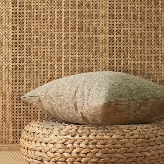 Linen and natural cotton cushion cover. Beige.