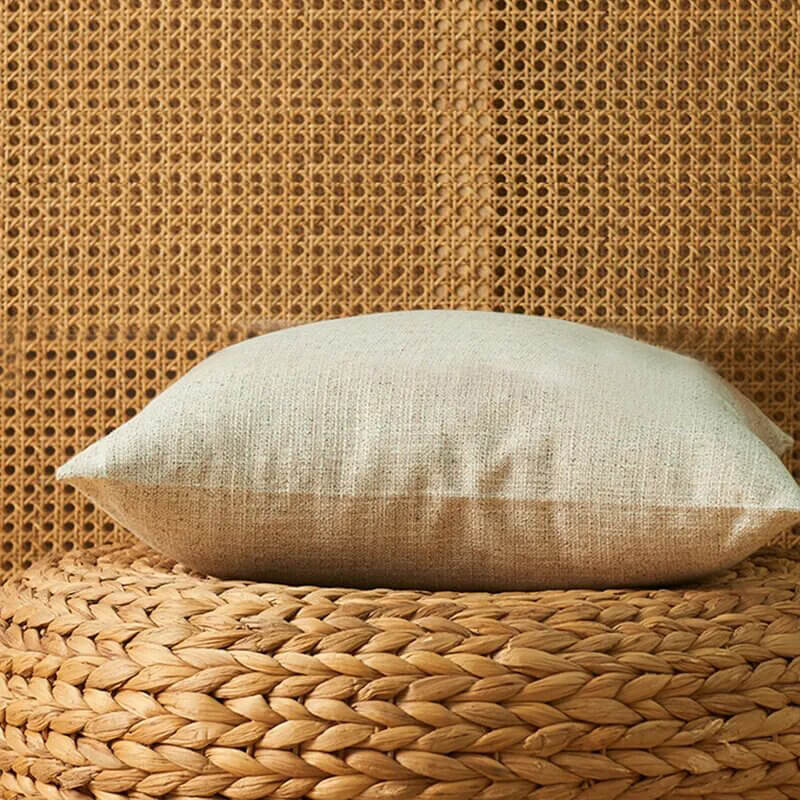 Linen and natural cotton cushion cover. Beige.