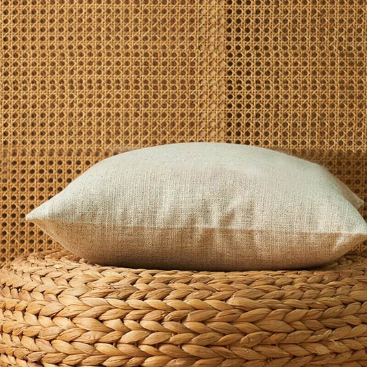 Linen and natural cotton cushion cover. Beige.