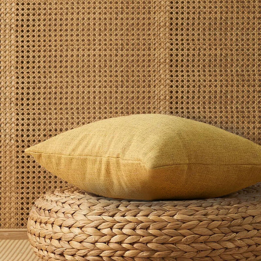 Linen and natural cotton cushion cover. Beige.
