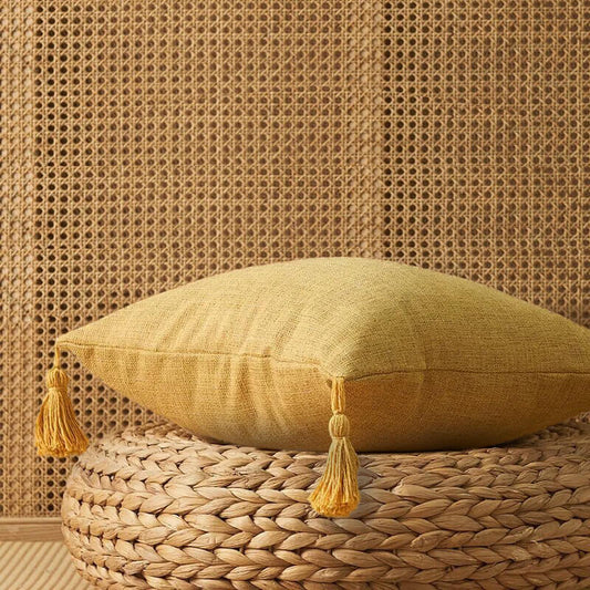 Linen and natural cotton cushion cover. Beige.