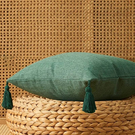 Linen and natural cotton cushion cover. Beige.