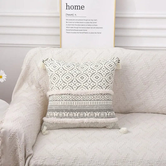 Linen and natural cotton cushion cover. Light gray colour.