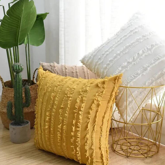 Linen and natural cotton cushion cover. Beige.