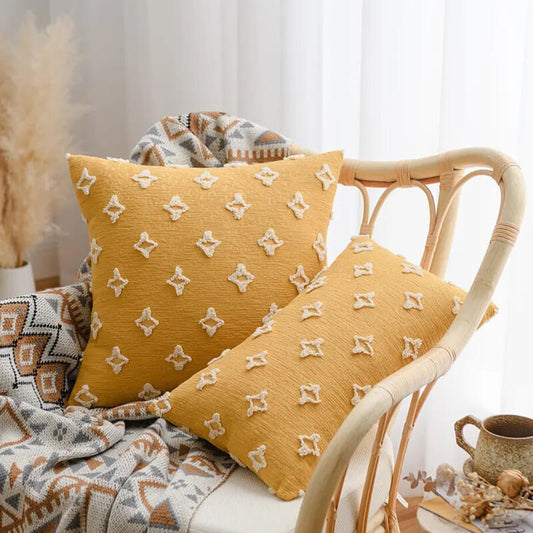 Linen and natural cotton cushion cover. Beige.