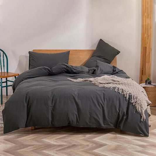 100% percale cotton duvet cover, 200 thread count. Dark gray colour.