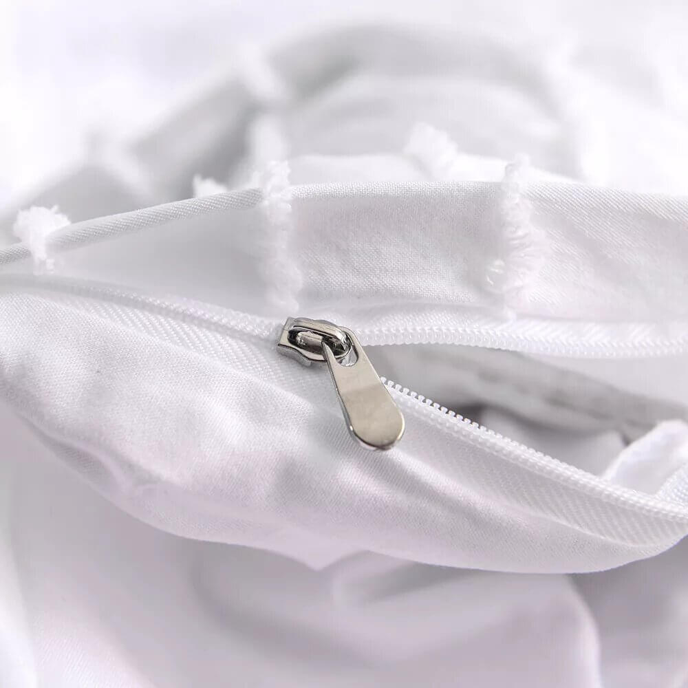 White Duvet Cover with raised stripes, extra soft microfiber.